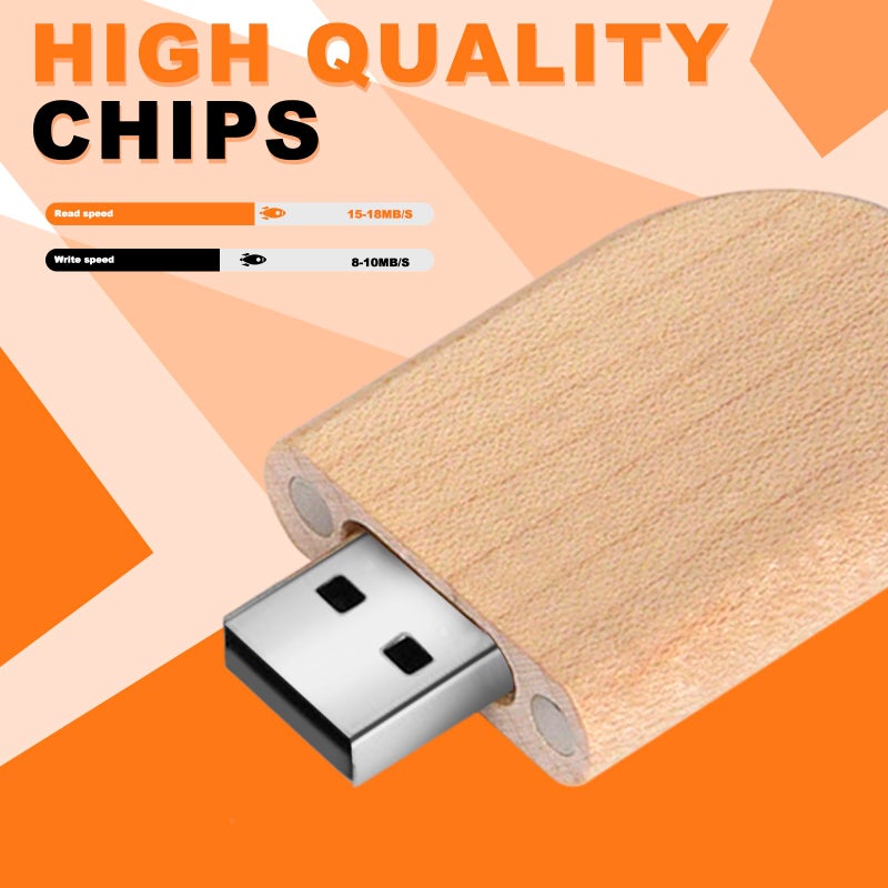 Fire Stone Novelty Wooden USB 2.0 Flash Drive 64GB Data Storage Memory Stick USB Stick Ellipse Pendrive with Wooden Box - Image 2